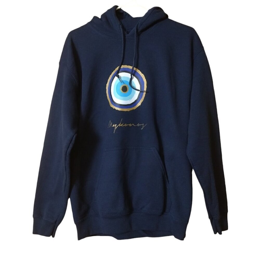 Mykonos Size Large? Blue Hooded Sweatshirt READ - Picture 1 of 3